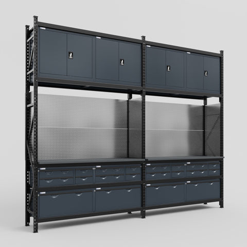 M22 Modular Work Bench - H3100mm x W3780mm | Laminate WBT | Dark Grey