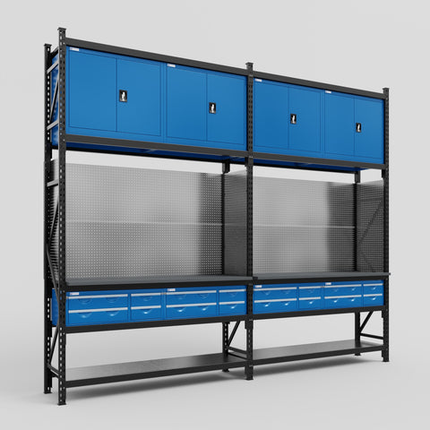 M22 Modular Work Bench - H3100mm x W3780mm | Laminate WBT | Blue