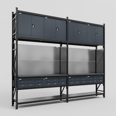 M22 Modular Work Bench - H3100mm x W3780mm | Laminate WBT | Dark Grey