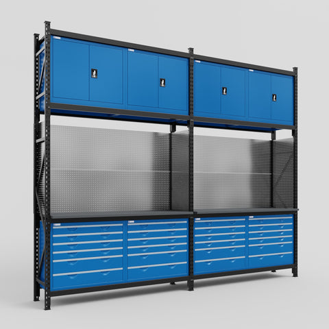 M22 Modular Work Bench - H3100mm x W3780mm | Laminate WBT | Blue