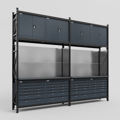 M22 Modular Work Bench - H3100mm x W3780mm | Laminate WBT | Dark Grey
