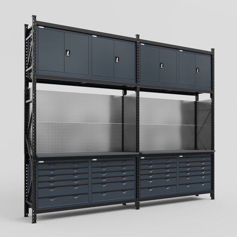 M22 Modular Work Bench - H3100mm x W3780mm | Laminate WBT | Dark Grey