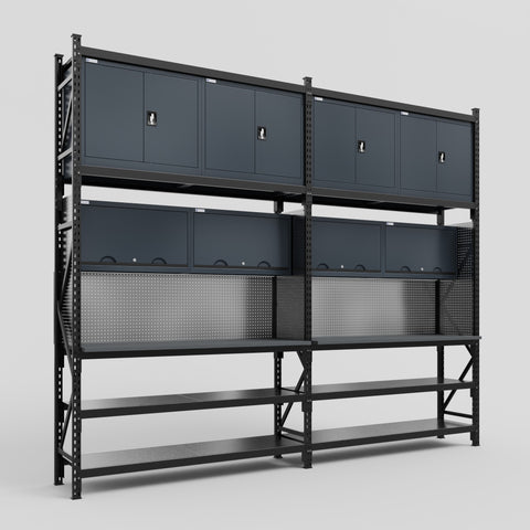 M22 Modular Work Bench - H3100mm x W3780mm | Laminate WBT | Dark Grey