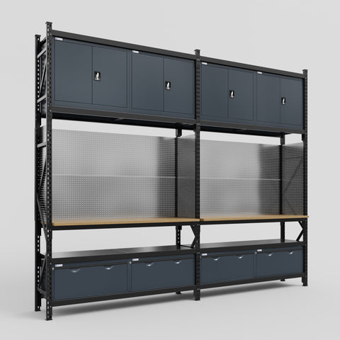 M22 Modular Work Bench - H3100mm x W3780mm | MDF WBT | Dark Grey