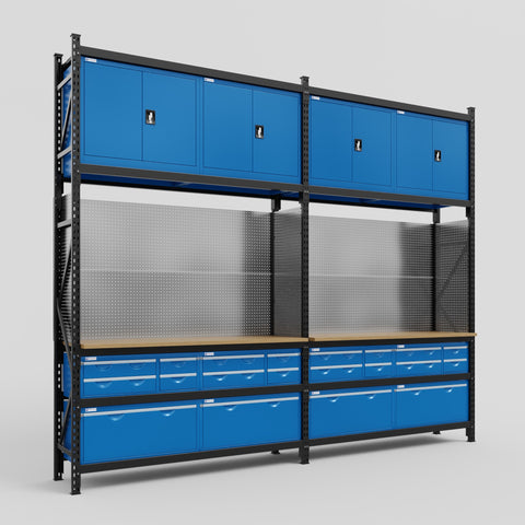 M22 Modular Work Bench - H3100mm x W3780mm | MDF WBT | Blue
