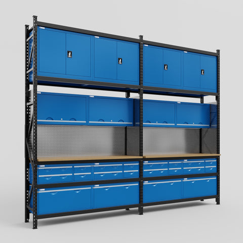 M22 Modular Work Bench - H3100mm x W3780mm | MDF WBT | Blue