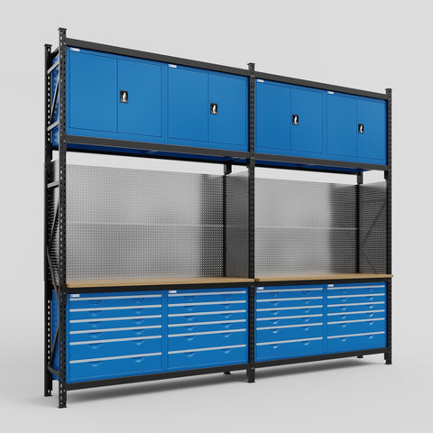 M22 Modular Work Bench - H3100mm x W3780mm | MDF WBT | Blue