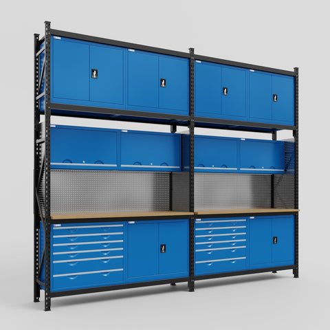 M22-3C Modular Work Bench - H3100mm x W3780mm | MDF WBT | Blue