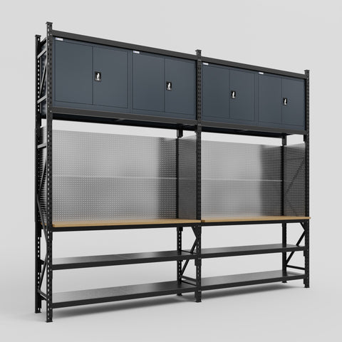 M22 Modular Work Bench - H3100mm x W3780mm | MDF WBT | Dark Grey
