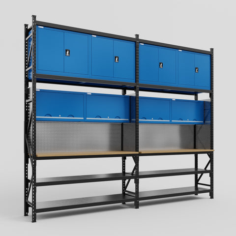 M22 Modular Work Bench - H3100mm x W3780mm | MDF WBT | Blue