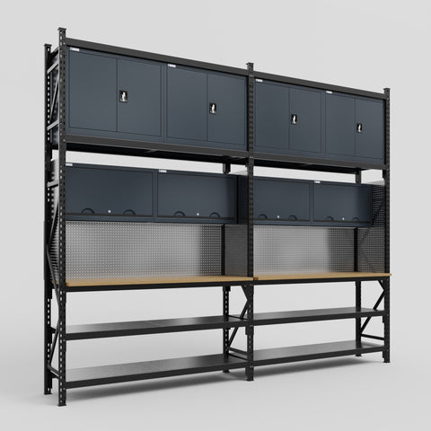 M22 Modular Work Bench - H3100mm x W3780mm | MDF WBT | Dark Grey