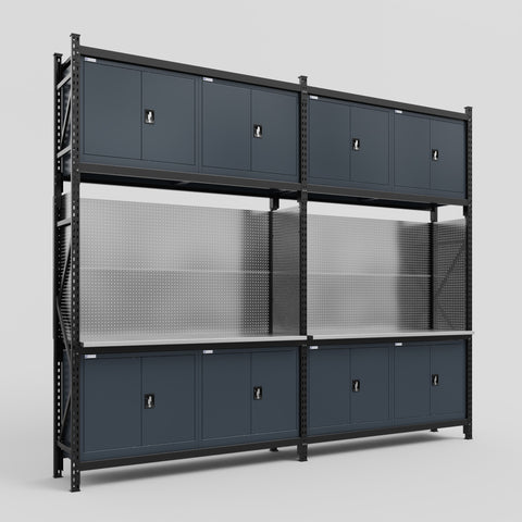 M22 Modular Work Bench - H3100mm x W3780mm | Stainless WBT | Dark Grey