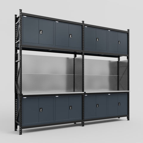 M22 Modular Work Bench - H3100mm x W3780mm | Stainless WBT | Dark Grey