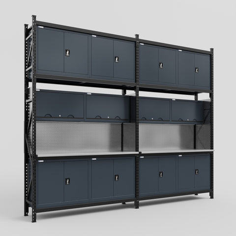 M22 Modular Work Bench - H3100mm x W3780mm | Stainless WBT | Dark Grey