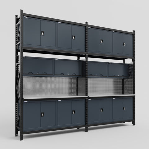 M22 Modular Work Bench - H3100mm x W3780mm | Stainless WBT | Dark Grey