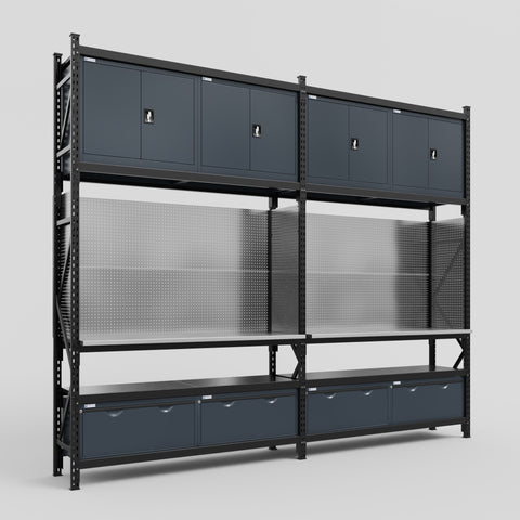 M22 Modular Work Bench - H3100mm x W3780mm | Stainless WBT | Dark Grey