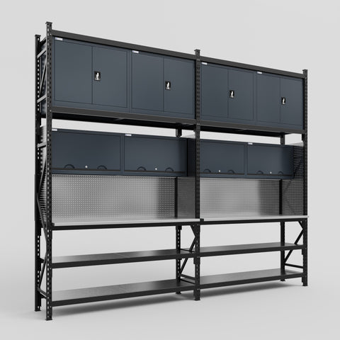 M22 Modular Work Bench - H3100mm x W3780mm | Stainless WBT | Dark Grey