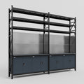 M22 Modular Work Bench with Shelves - H3100mm x W3780mm | Laminate WBT | Dark Grey