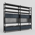 M22 Modular Work Bench with Shelves - H3100mm x W3780mm | Laminate WBT | Dark Grey