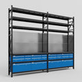 M22 Modular Work Bench with Shelves - H3100mm x W3780mm | Laminate WBT | Blue