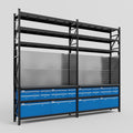 M22 Modular Work Bench with Shelves - H3100mm x W3780mm | Laminate WBT | Blue