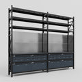 M22 Modular Work Bench with Shelves - H3100mm x W3780mm | Laminate WBT | Dark Grey