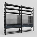 M22 Modular Work Bench with Shelves - H3100mm x W3780mm | Laminate WBT | Dark Grey