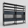 M22 Modular Work Bench with Shelves - H3100mm x W3780mm | Laminate WBT | Dark Grey