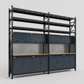 M22 Modular Work Bench with Shelves - H3100mm x W3780mm | MDF WBT | Dark Grey