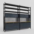 M22 Modular Work Bench with Shelves - H3100mm x W3780mm | MDF WBT | Dark Grey