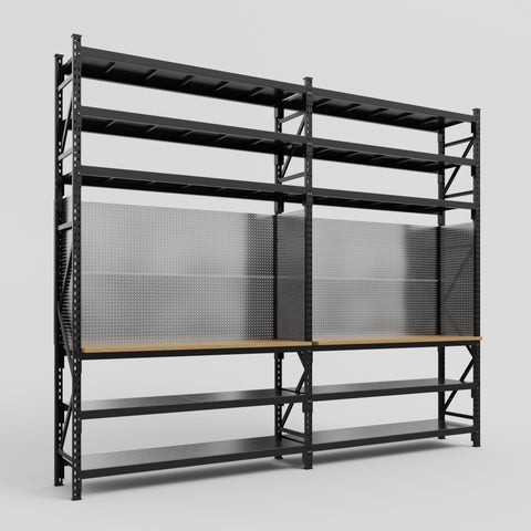M22 Modular Work Bench with Shelves - H3100mm x W3780mm | MDF WBT | Blue