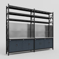 M22 Modular Work Bench with Shelves - H3100mm x W3780mm | Stainless WBT | Dark Grey