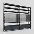 M22 Modular Work Bench with Shelves - H3100mm x W3780mm | Stainless WBT | Dark Grey