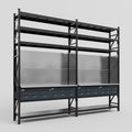M22 Modular Work Bench with Shelves - H3100mm x W3780mm | Stainless WBT | Dark Grey