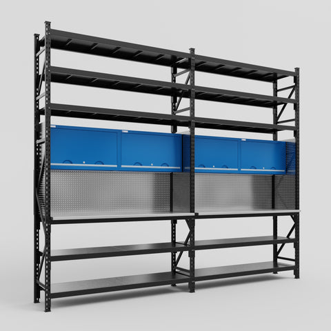 M22 Modular Work Bench with Shelves - H3100mm x W3780mm
