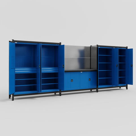 M222 Modular Work Bench - H2100mm x W5640mm | Laminate WBT | Blue