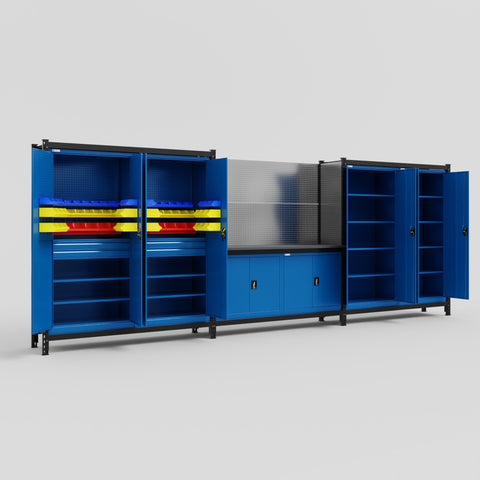 M222 Modular Work Bench - H2100mm x W5640mm | Laminate WBT | Blue