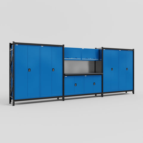 M222 Modular Work Bench - H2100mm x W5640mm | Laminate WBT | Blue