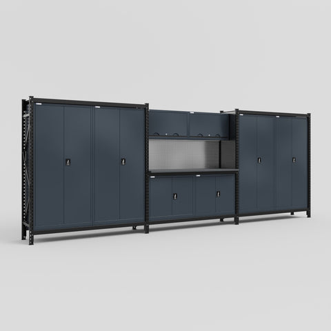 M222 Modular Work Bench - H2100mm x W5640mm | Laminate WBT | Dark Grey