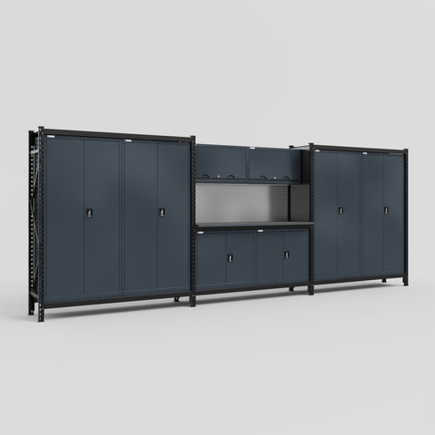 M222 Modular Work Bench - H2100mm x W5640mm | Laminate WBT | Dark Grey