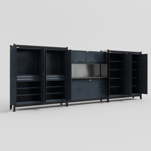 M222 Modular Work Bench - H2100mm x W5640mm | Laminate WBT | Dark Grey