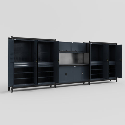 M222 Modular Work Bench - H2100mm x W5640mm | Laminate WBT | Dark Grey