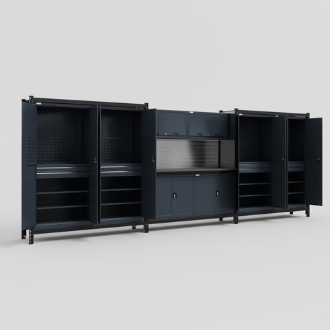 M222 Modular Work Bench - H2100mm x W5640mm | Laminate WBT | Dark Grey