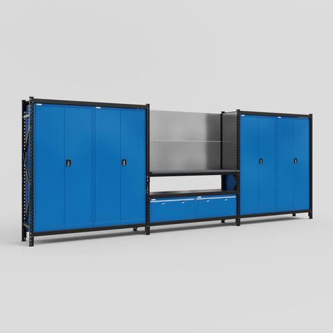 M222 Modular Work Bench - H2100mm x W5640mm | Laminate WBT | Blue