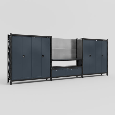 M222 Modular Work Bench - H2100mm x W5640mm | Laminate WBT | Dark Grey