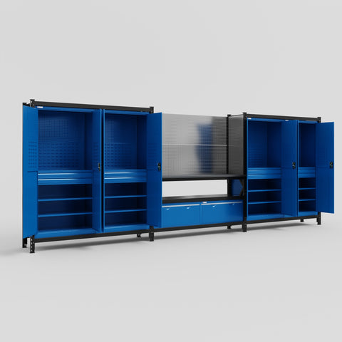 M222 Modular Work Bench - H2100mm x W5640mm | Laminate WBT | Blue