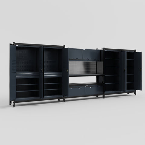 M222 Modular Work Bench - H2100mm x W5640mm | Laminate WBT | Dark Grey