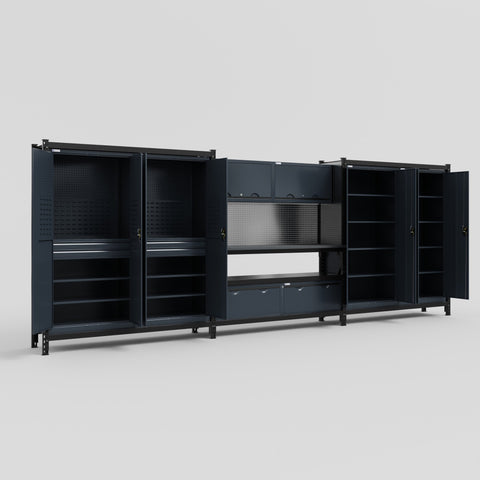 M222 Modular Work Bench - H2100mm x W5640mm | Laminate WBT | Dark Grey