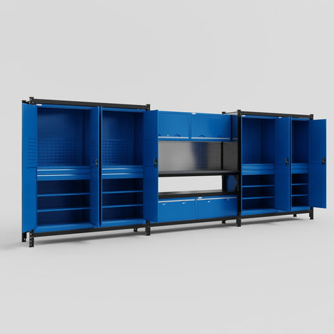 M222 Modular Work Bench - H2100mm x W5640mm | Laminate WBT | Blue