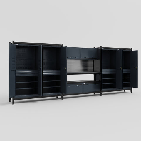 M222 Modular Work Bench - H2100mm x W5640mm | Laminate WBT | Dark Grey